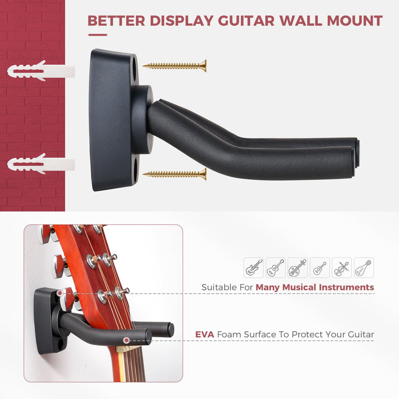 Guitar Accessories Kit - Capo, Tuner, Wall Mount Hanger, Picks, String Cleaner for Guitar, Violin, Bass, Ukulele