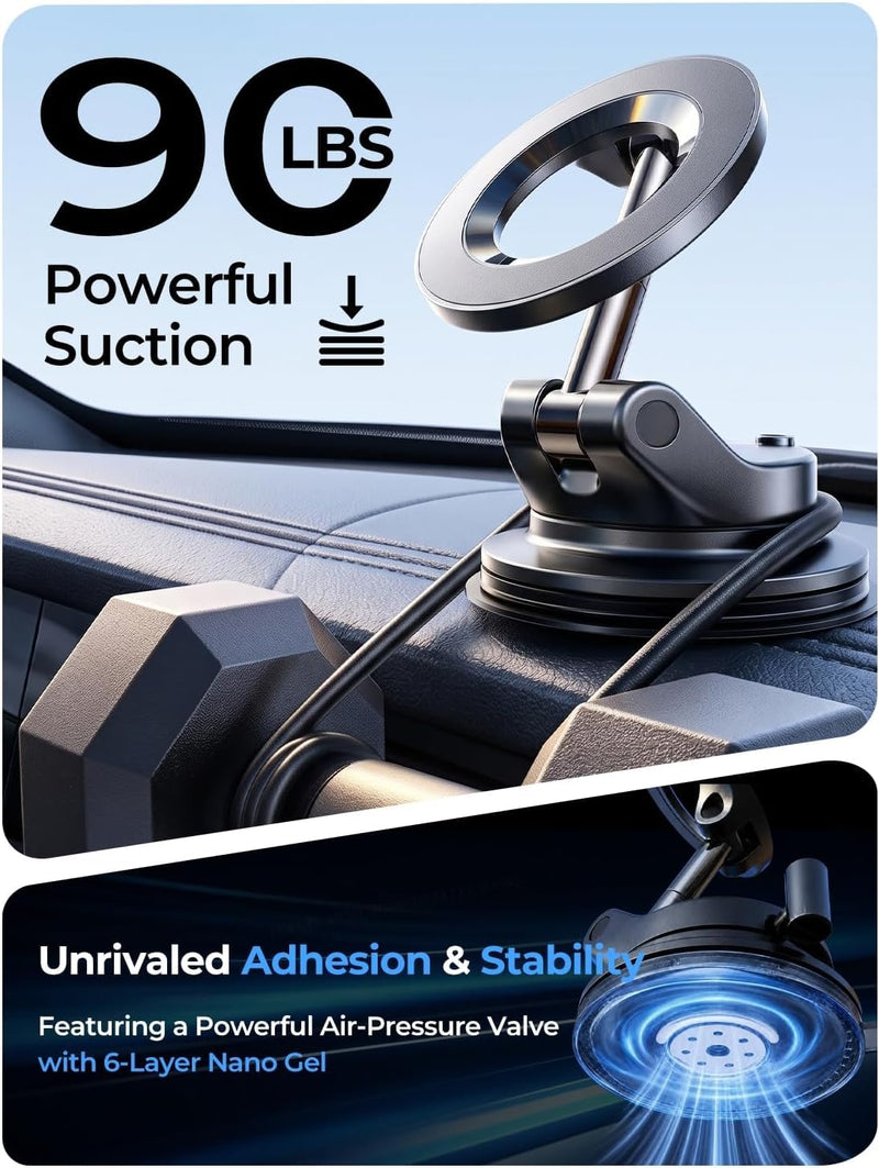 LISEN 2 Pack for Magsafe Car Mount, Magnetic Phone Holder for Car, Strong Magnetic Car Phone Mount, 89 LBS Suction Phone Mount Vacuum, Dashboard Gifts Phone Holders for Your Car Mount for iPhone 17 | 2400gf Strong Magnetic Power, 360° Adjustable Dashbo...