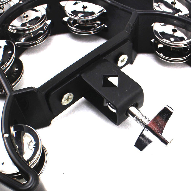 [AUSTRALIA] - Drum Set Tambourine with Mounting Eye Bolt,Hi Hat tambourine(Black,Red) (10 double rows of jingles, Black) 