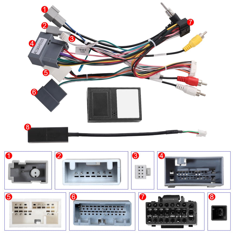 Car Stereo Wiring Harness Connector for Honda CR-V 2012-2014/ Civic 2012 with 2.4L Displacement,16PIN Radio Wire Harness Power Cable with CANBUS Support Original Camera/SWC