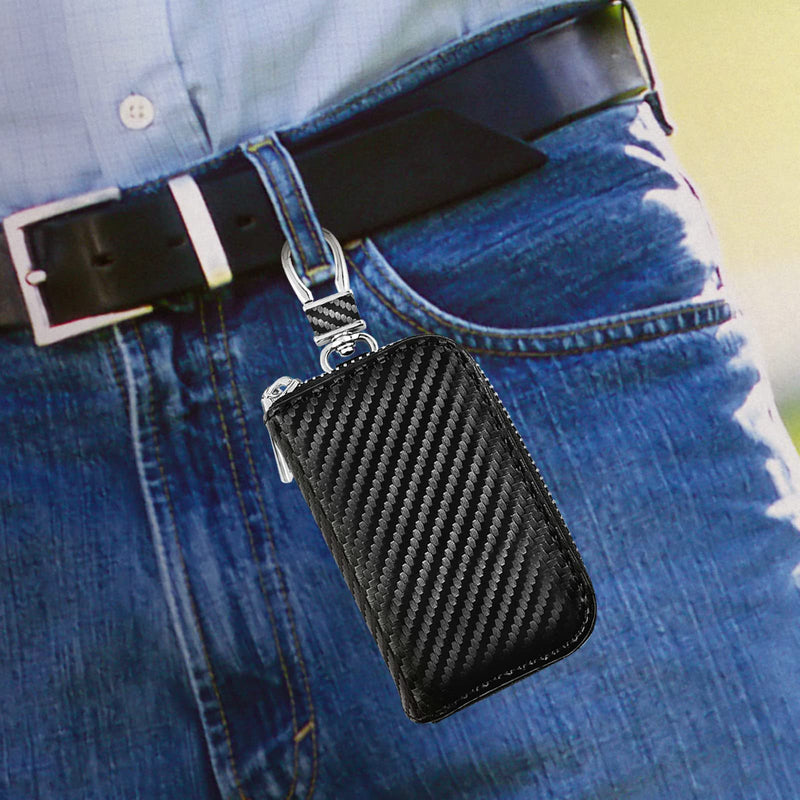 [AUSTRALIA] - Faraday Box for Car Keys and Carbon Fiber Faraday Bag for Key Fob Portable Keyless Entry Signal Blocking Pouch RFID Box for Car Keys Fob Protector Box Car Theft Prevention(Small Box+1 Car Key Case) A02-Small Box+1 Shielding Bag 