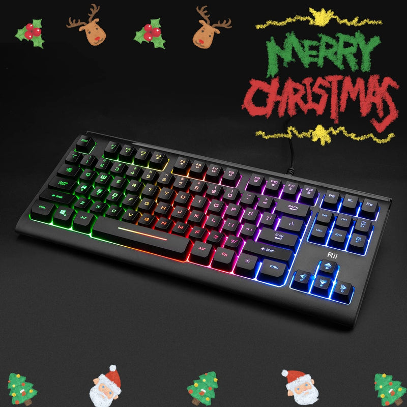 Rii Primer RGB Compact Gaming Office Keyboard RK104,Backlight Keyboard,Small 87 Keys No Number Pad Keyboard for Windows PC Laptop Desktop