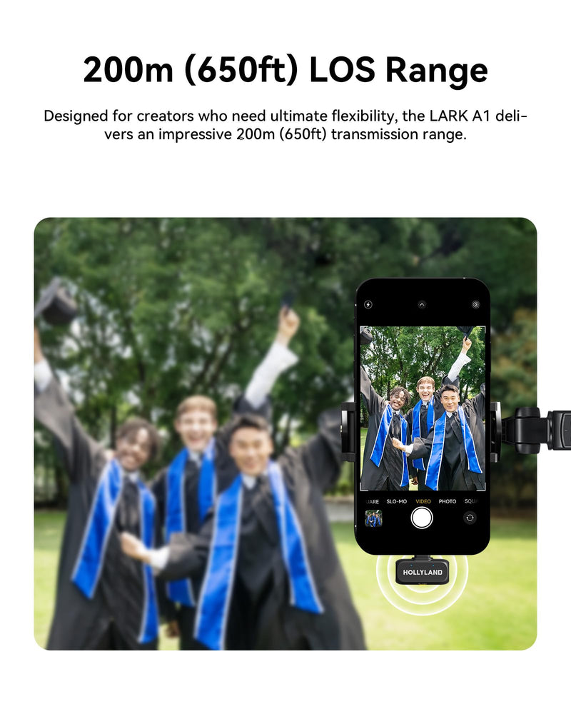 [AUSTRALIA] - Hollyland Lark A1 Wireless Microphone for iPhone & Android, 48kHz/24-bit Studio Audio, 3-Level Noise Cancellation, 200m Range, Magnetic Mini Mic for Video Recording & Live Streaming (2TX + USB-C RX) Black Mini Duo (USB-C RX) 