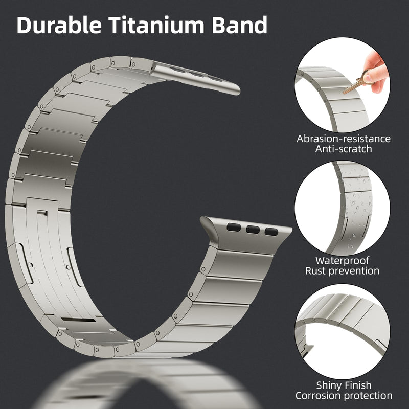 Pure Titanium Bands for Apple Watch Ultra 2/Ultra 49mm, Adjustable Titanium Replacement Watch Band with DLC Coating for iWatch SE2 SE Series 10 9 8 7 6 5 4 3 2 1 46mm 45mm 44mm 42mm for Men