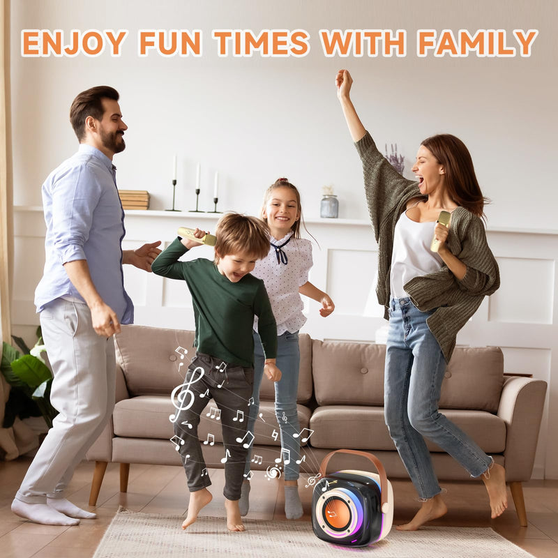[AUSTRALIA] - Karaoke Machine with 1 Wireless Mircophone for Adults Kids, Portable Bluetooth Karaoke Speaker with 3.5" Full-Range Speaker and Colorful LED Lights, Support USB/TF Card/AUX (1Mics) 1Mics 