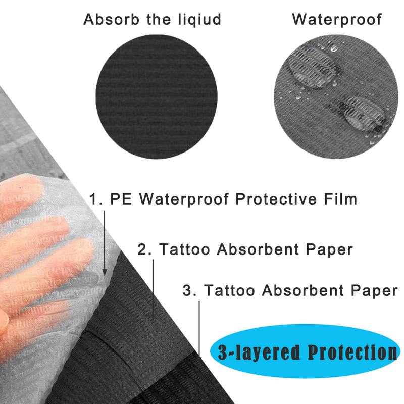 Pack of 50 Black Dental Bibs - LEAYOKA Disposable Waterproof Tattoo Bibs, Tattoo Table Covers Clean Pad Patient Bibs Tattoo Covers Supplies Teeth Dry Schwarz-50pcs