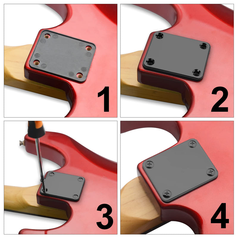Electric Bass Guitar Neck plate Guitar Neck Joint Connecting Strengthen Plate Guitar Parts (Black) Black