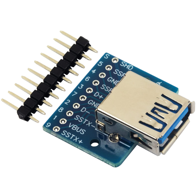 [AUSTRALIA] - 4pcs USB 3.0 Type A Male and Female Breakout Board, 10Pin, 2.54mm / 0.1" Pitch, Quickly and Easily Install 