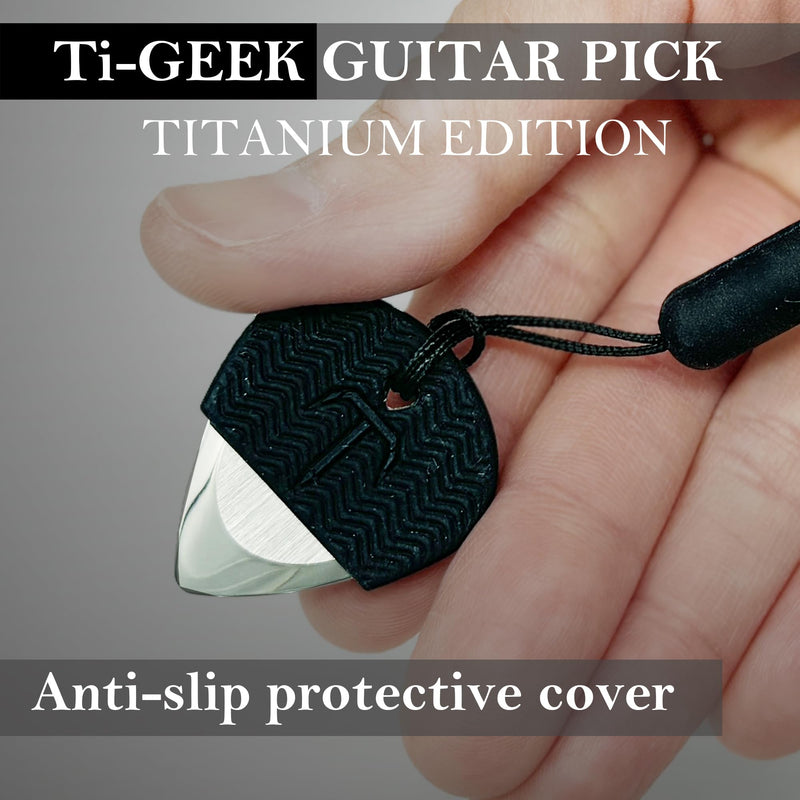 Ti-Geek Premium Titanium Guitar Pick 2.8mm Thickness, Metallic Silver for Metallica, Bass, Electric Guitar No-Slip Grip, Wrist Band, Lifetime Durability - Perfect for Guitar lover 1PackMetallic Silver