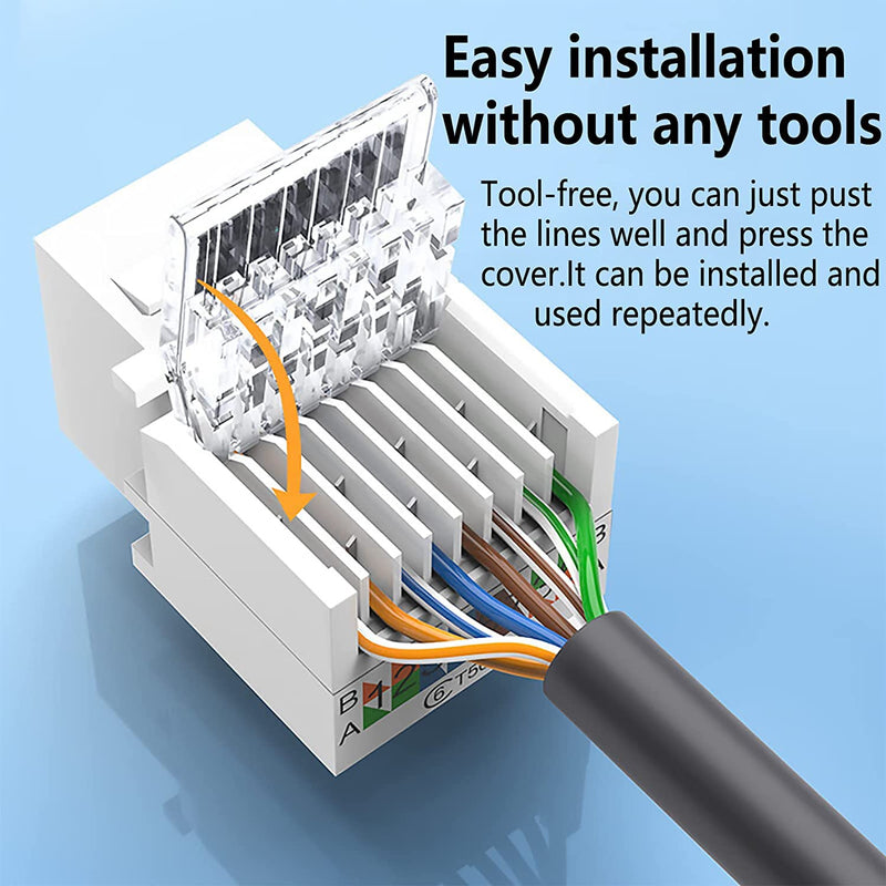 Greluma 10 x RJ45 Cat5e/Cat6 Keystone Jack - Tool-free No Punch Down Tool - Ethernet Wall Socket - Cat6 Network Coupler 10 tool-free keystone-1