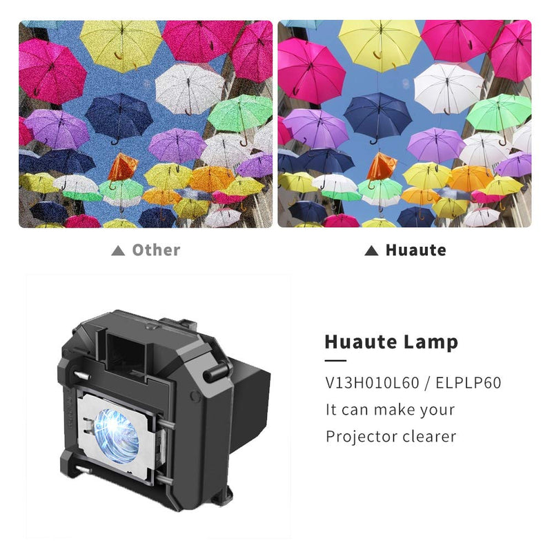 Huaute V13h010l60 Replacement Projector Lamp for ELPLP60 for Epson PowerLite 420 425W 905 92 93 95 96W 1835 430 435W 915W