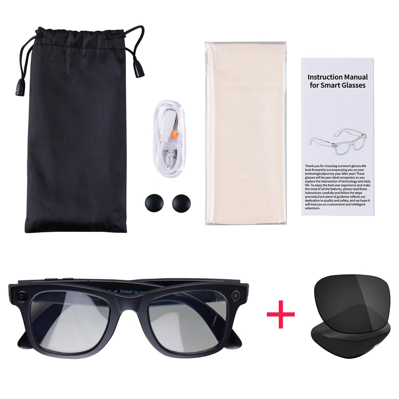 W610 Smart AI Glasses with Camera and Translation – high-Speed Wi-Fi Transfer, Dual-mic Noise Cancellation, All Wrapped in a Fashion-Forward Streamlined Frame with Statement colorways. Black