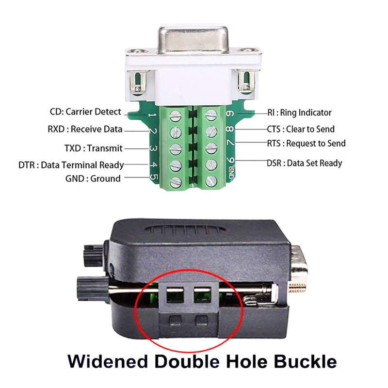 DaFuRui 4Pack DB9 Breakout Connector，DB9 Solderless Breakout Board RS232 D-SUB DB9 Male Female Terminal Block with Case and Nut (2-Male + 2-Female +Nut) 2Male+2Female+Nut