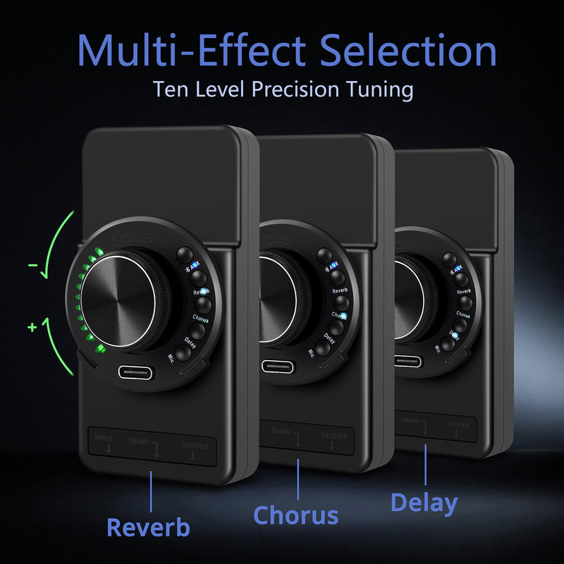 Acoustic Guitar Pickup New Concept Mini On-Board Bluetooth Guitar Preamp Recverb Chours Delay Effect Adjustable Piezo Pickup and Microphone Pickup Dula-Pickup System Wired Guitar Pickup Jet Black