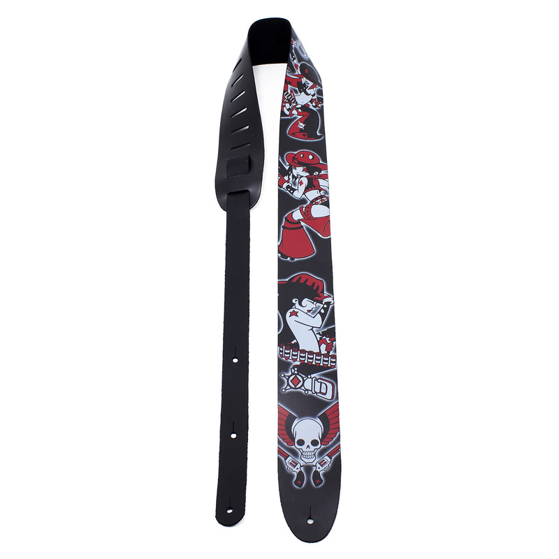 Perri's Leathers, Official David Bolt Wild West Diamonds Licenced Leather Guitar Strap, Direct to Leather Series, Anti-Slip, Adjustable from 42.5" to 56" Inch, Compatible w/All Button Lock Systems
