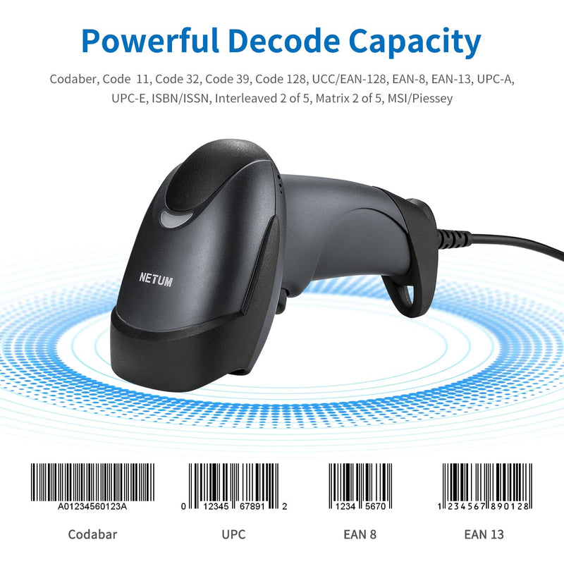 [AUSTRALIA] - NETUM USB Laser Barcode Scanner, Handheld 1D Wired Bar Code Scanner Scanning UPC EAN Reader Gun Retails for Supermarket, Convenience Store, Warehouse - NT-M1 1D -M1 