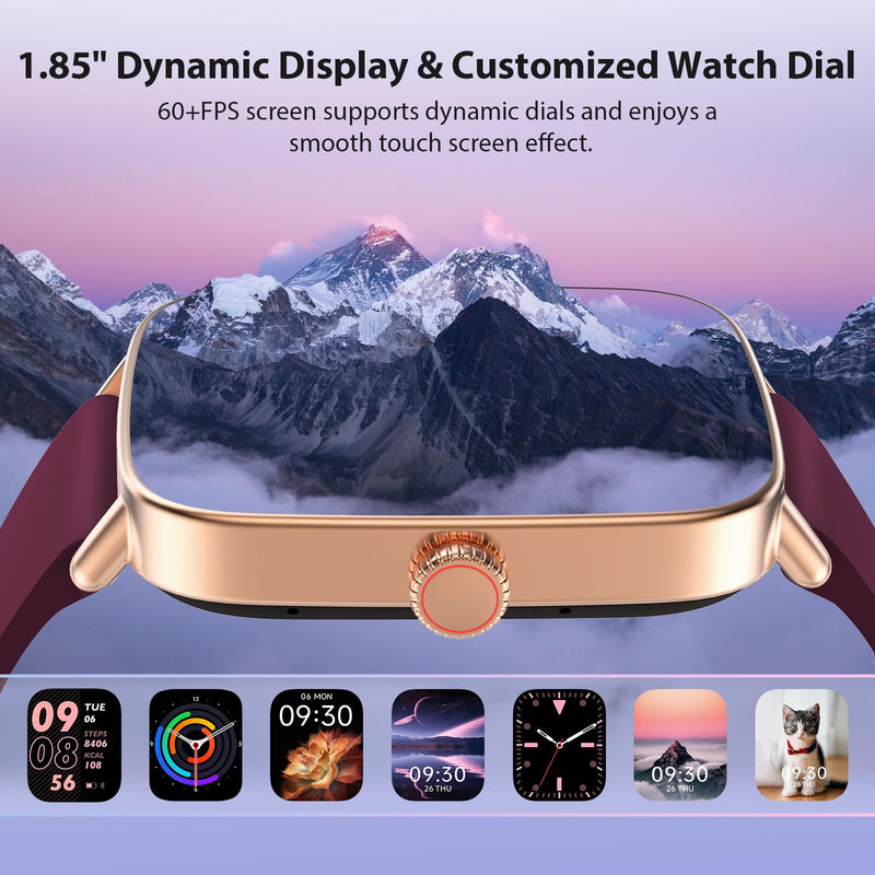 Smart Watch for Women Men, 2025 New Smartwatch (Answer/Make Call) for iPhone/Android, 1.85" HD 60+FPS Screen Fitness Tracker with 110+ Sport Modes, Sleep/Health Monitor, IP68 Waterproof, with 2 Bands