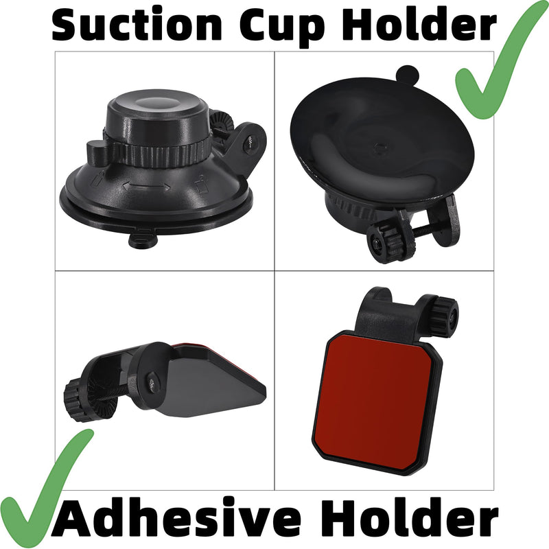 Mini Windshield Suction Cup Mount Holder & Dashboard Adhesive Sticky Mounting Bracket for Apeman Ssontong Biuone iZEEKER Z-Edge Spade Nexar Seegar iiwey HaHoco (4 Camera Joints Included)