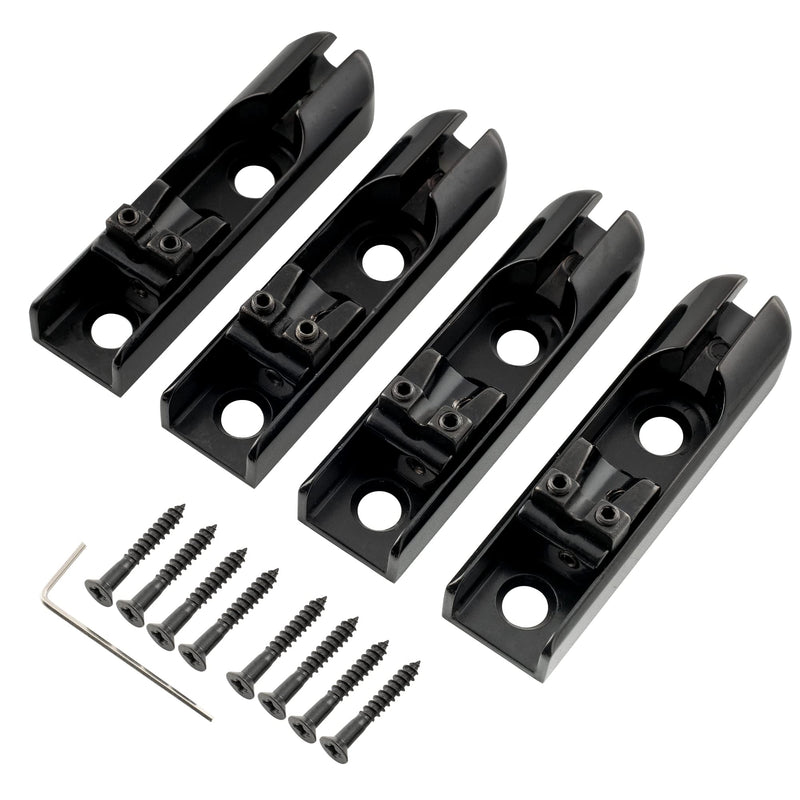 Musiclily Pro Individual Bass Bridge Single String Lock-Down Bass Bridge for 4-String Electric Bass, Black (Set of 4)