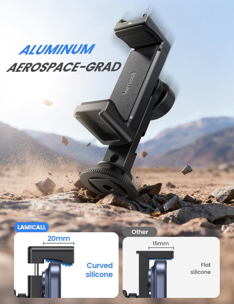 [AUSTRALIA] - Lamicall Aluminum Phone Tripod Mount with 3 Cold Shoes & Arca Port & 1/4" Thread, [Wider Clamp] Camera Phone Holder Adapter Valentines Day Gift for iPhone 17 Smartphone Tripod Cell Phone Holder 