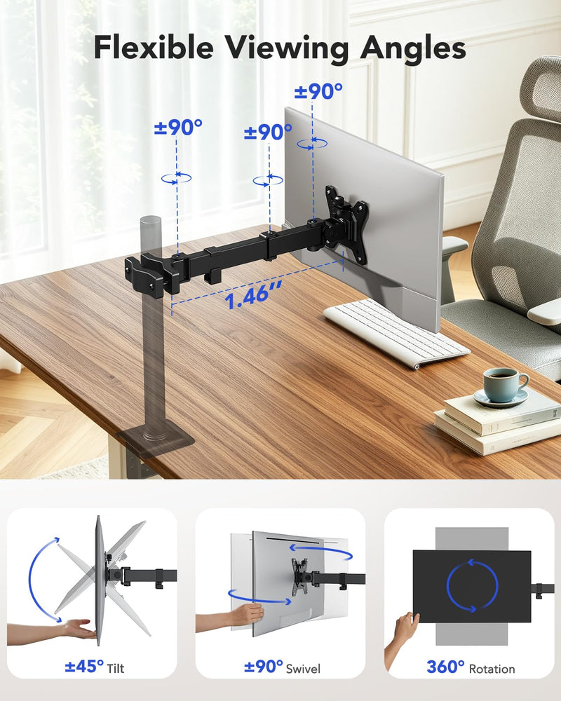 HUANUO FlowLift™ Pro Monitor Arm and HUANUO Universal Full Motion Pole Mount Monitor Arm