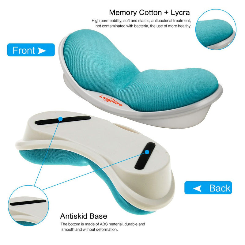 LINGSFIRE Memory Foam Mouse Wrist Rest Keyboard Wrist Rest Pad Anti-Skid Mousepad Support Wrist Rest Mat for Office Computer Laptop Mac- Durable Comfortable Lightweight Easy Typing Pain Relief (Blue) Blue