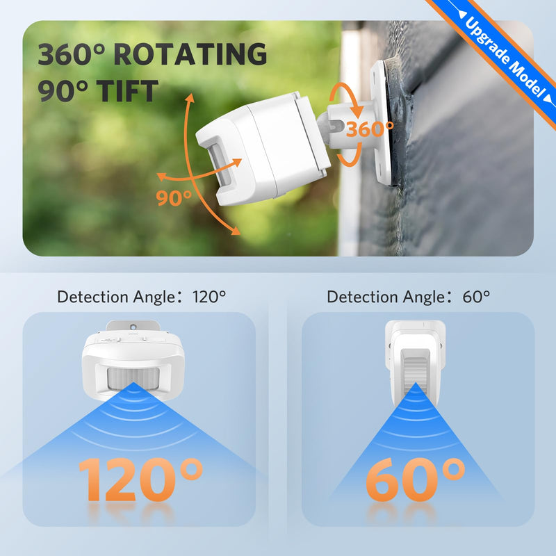 Driveway Alarm Motion Sensor - Driveway Alarms Wireless Outside Weatherproof Motion Detector Presence Outdoor Sensor Door Alarm Home Security System Gate Mailbox Alert 1 Receiver and 2 Sensors