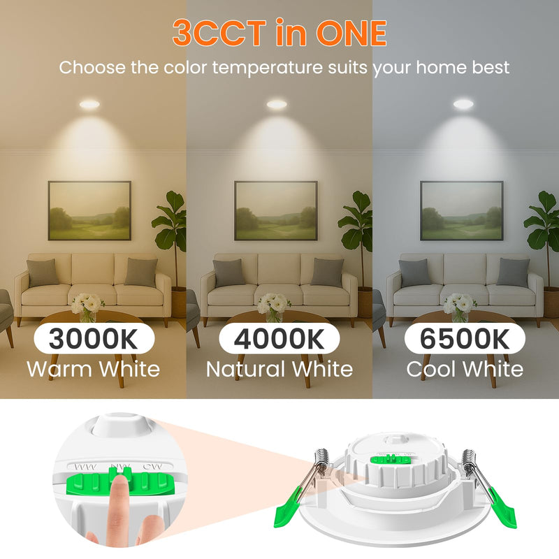 [AUSTRALIA] - ALUSSO LED Recessed Spotlight 230 V 76 mm, 6 W Tilt Recessed Spotlight, LED Flat 25 mm, 3CCT Spot Warm White 3000 K Natural White 4000 K Cool White 6500 K, Removable Recessed Spotlight, LED Dimmable Neigung Abnehmbar, Ø75-78mm Lochmass 