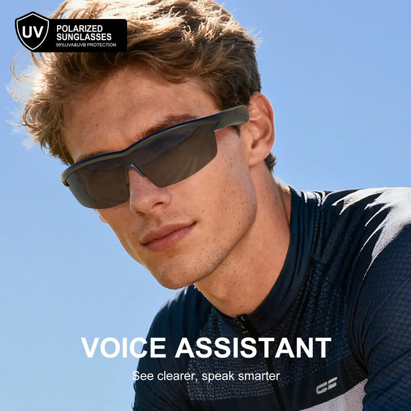 Waterproof Bluetooth Glasses for Cycling Running | UV Protection | Bluetooth Sunglasses, Smart Glasses, Polarized Lenses,Bluetooth Glasses for Women&Men, Long Battery Life, USB C Fast Charging Black Medium