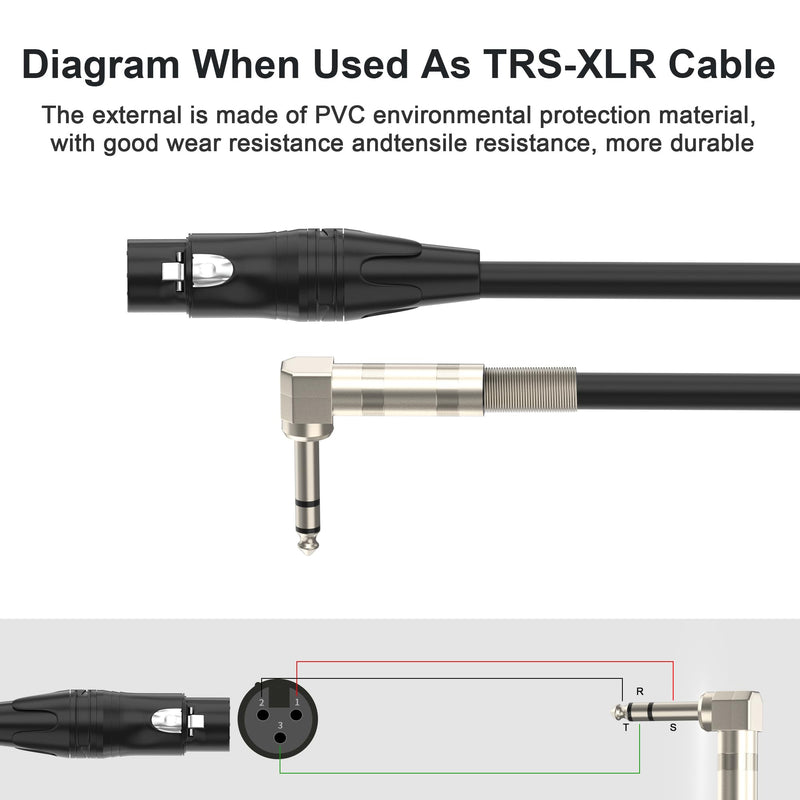 [AUSTRALIA] - Right Angle 6.35mm TRS to XLR Female，（1.5FT 2Pack） Right Angle 1/4" TRS to XLR 3Pin Female,for Speakers, Stage, DJ and More Right Angle 6.35mm TRS to XLR Female 