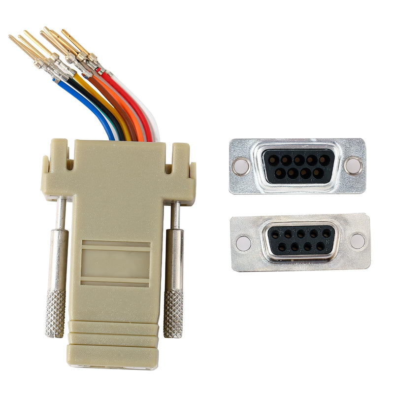 10PCS DB9 Female Ethernet Adapter, 9 Pin Serial Port Female to RJ45 Ethernet LAN Extend Modular Converter, F/F