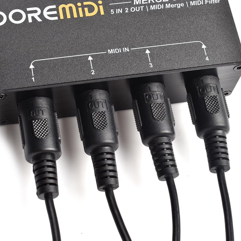 MERGE-5 Pro Can Merge Up To 5 MIDI Input Signals Into 1 MIDI Data Stream Can Be Output Directly Through 2 MIDI Interfaces