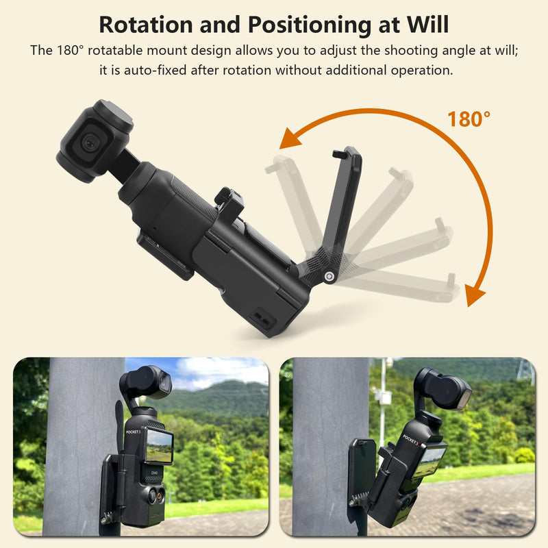 Magnetic Mount Stand Compatible with DJI Osmo Pocket 3, Pocket3 Accessories Expansion Adapter Magnet Suction Case Holder on Desktop, Vertical Surface, 180° Adjustable, Quick Fixation, Black