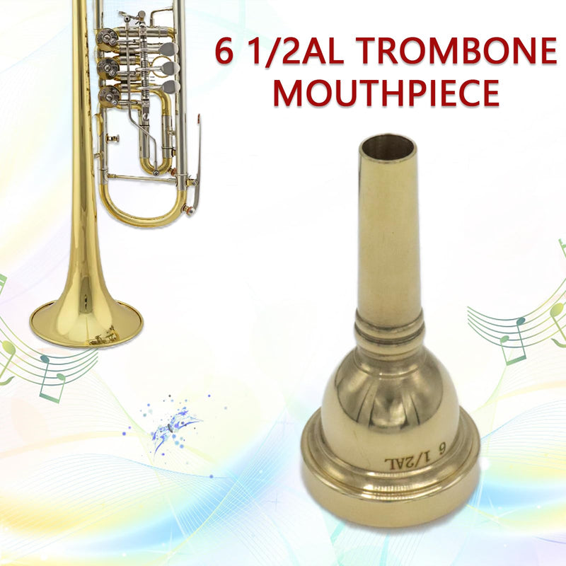 6 1/2AL Trombone Mouthpiece, Gold Plated Small Shank Mouthpiece, Euphonium Mouthpiece with Superior Sound, Excellent for Baritone and Trombone Instrument Accessories 6 1/2AL Gold