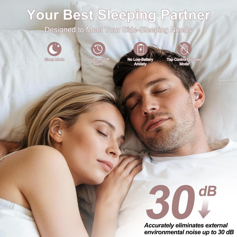 Sleep Earbuds Bluetooth 6.0 in Ear, Sleep Headphones with Sleep Monitor APP, 2026 New Mini Sleep Ear Buds with Small Earplugs for Side Sleepers, 48H Playtime Sleep Earphones with Sleep Mode Rose Rose Gold