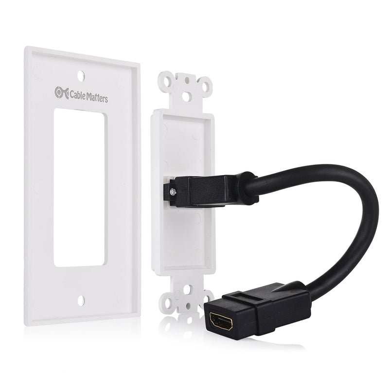Cable Matters 2-Pack 1-Port HDMI Wall Plate in White (4K UHD, ARC, and Ethernet Pass-Thru Support)