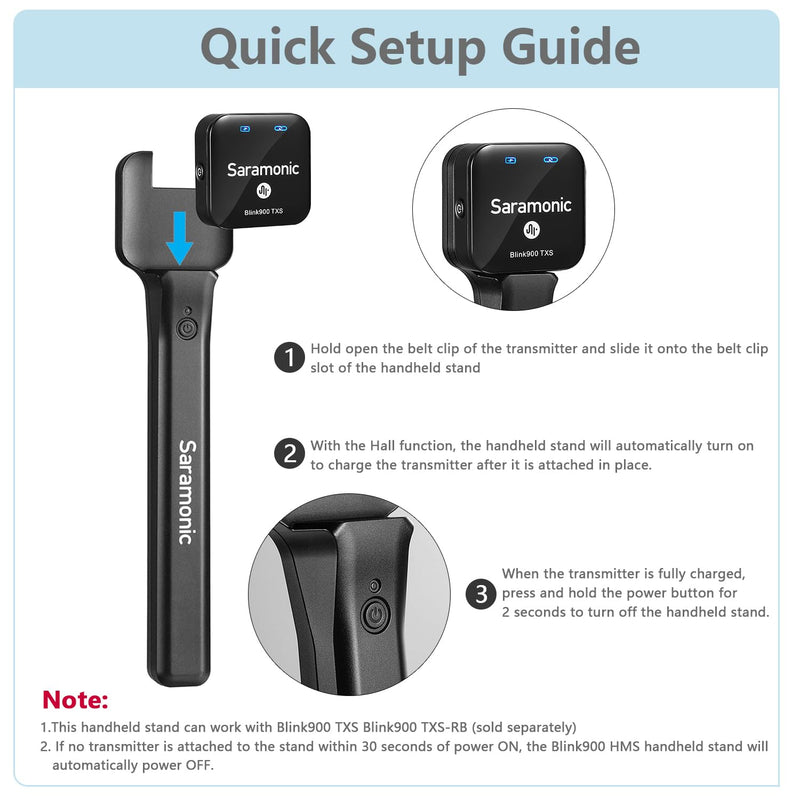 Saramonic Wireless Handheld Microphone Holder, Blink900 HMS Mic Stand for Blink900 S1/S2/S3/S4/S5/S6/S20 Transmitter Interview, Report Film, Stage, Speaker, Amplifier, Mixer, iPhone, Camera, Laptop