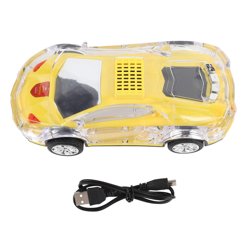 Retro Car Bluetooth Speaker with LED Lights, 52MMx2 Stereo Sound, USB C Charging, Replica Design, and Real Moving Wheels, Ideal Gift for Car Lovers, Yellow