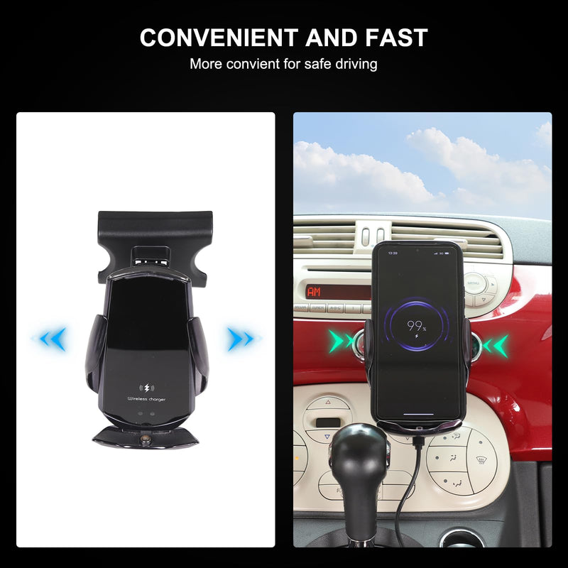 Car Center Console Cell Phone Holder Compatible with Fiat 500 2016-2023 Center Console Air Vent Under Phone Holder Adjustable 360 Rotation Vent Clip Fits for All Smartphones (Style D) Style D