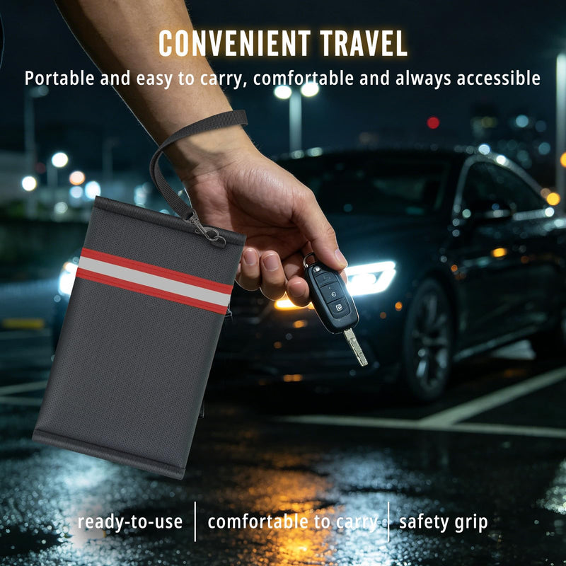 Faraday Bag RFID Signal Blocking Pouch, Military-Grade Anti-Tracking Fireproof Waterproof Pouch for Phone Car Key Credit Card Red
