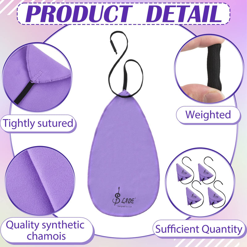 [AUSTRALIA] - 4 Pcs Clarinet Swab Cloth Clarinet Cleaner Clarinet Cleaning Cloth Swab for Inside Tube Suitable Clarinet Piccolo Flute Sax Saxophone (Purple) Purple 