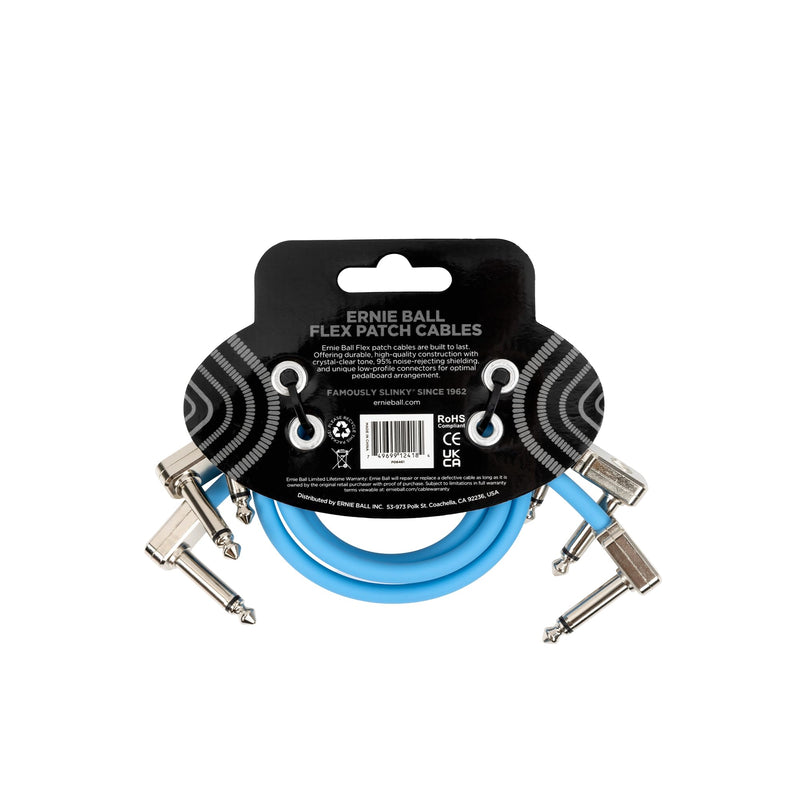 Ernie Ball Flex Patch Cable 12in - Blue - 3 Pack 12 Inch 3-Pack