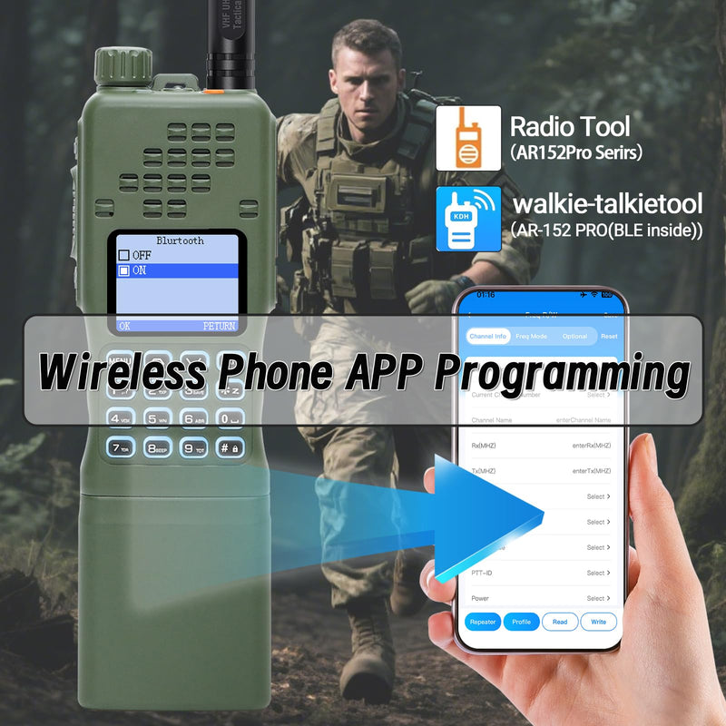 BAOFENG Radio Ham Radio Handheld AR-152 PRO 10W Rechargeable Walkie Talkies Long Range AR-5RM Two Way Radio NOAA Weather Radio GPS,APP Programming Copy Frequency USB Charger Survival Tactical Gear