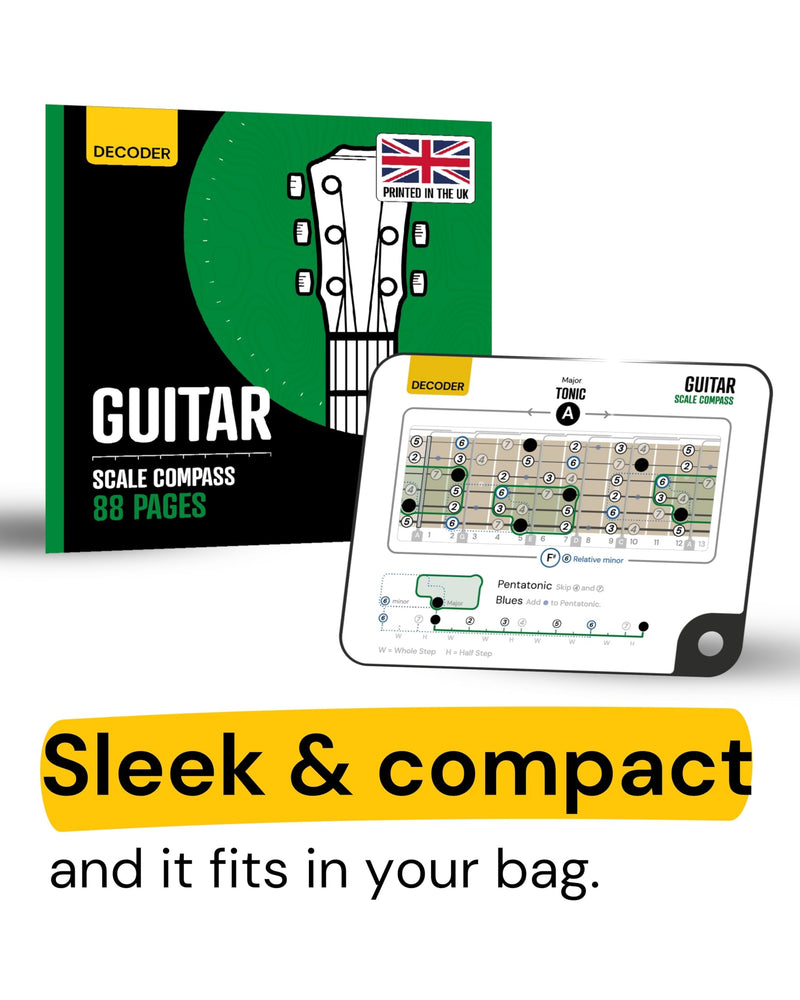 Sliding Guitar Scales Compass & 88-Page Decoder Book for Beginners | Learn Major, Minor, Pentatonic & Blues Scales | Portable Guitar Learning Tool for Acoustic, Electric & Bass by Noisy Clan Scale Compass