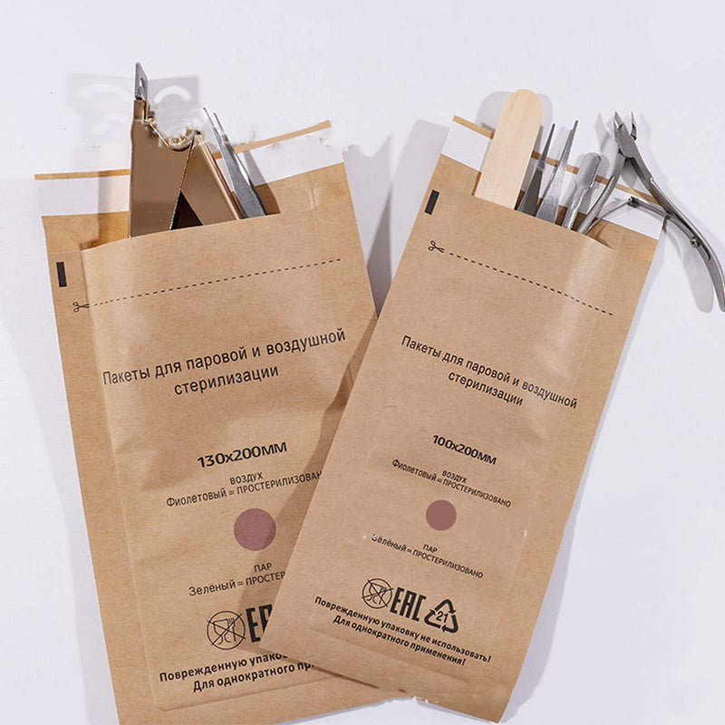 Sterilisation Bags for Dental Clinic, Self-Sealing Bags, Self-Adhesive Sterilising Bags for Oral Hygiene and Nail Art, Beauty Salons and Dentists, Pack of 100
