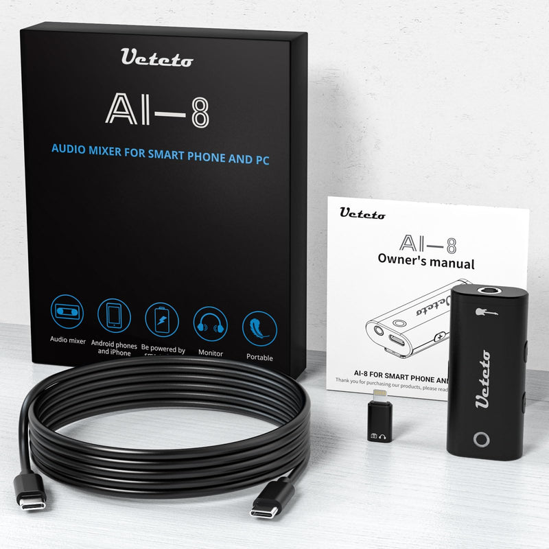 Ueteto Audio Interface for Guitar, Portable Internal Recording Sound Card for Live Streaming for Iphone, Ipad and Android smartphones and tablets, No Driver Needed