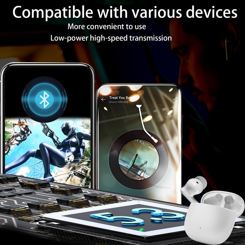 Wireless Earbuds Active Noise Cancelling, 40H Bluetooth 5.3 Headphones IPX7 | Active Noise Cancelling, 40H Playtime, Bluetooth 5.3, IPX7 Waterproof, Hi-Fi Stereo, In-Ear, USB-C Fast Charging, Universal Cloud white