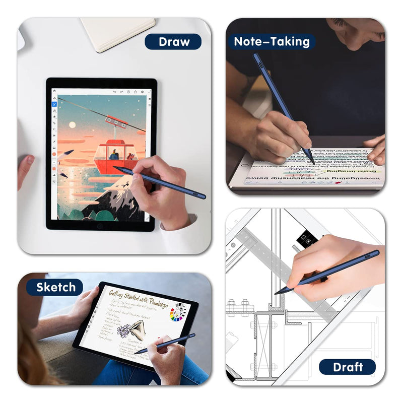 Stylus Pencil for iPad 9th Generation, Active Pen with Palm Rejection Compatible with (2018-2022) Apple iPad 9th 8th 7th Gen/iPad Pro 11 & 12.9 inches/iPad Air 4th 5th Gen/iPad Mini 6th Gen (Blue) Blue
