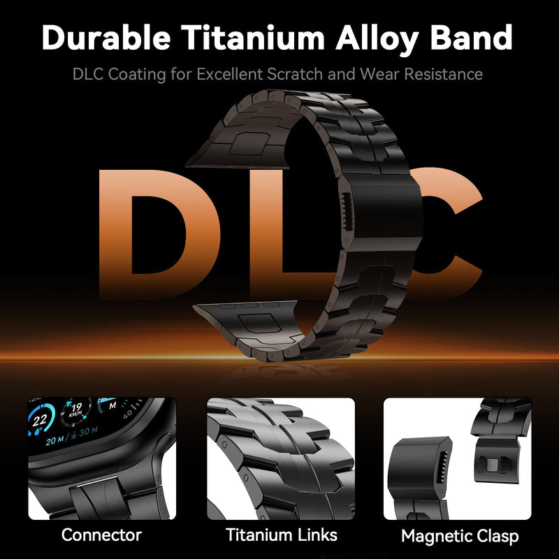 Magnetic Titanium Band for Apple Watch Ultra 2 & Ultra 49mm/ Series 10 46mm/ Series 9/8/7 45mm /SE 44mm, Premium Adjustable Titanium Watch Band with Scratch-Resistant Coating