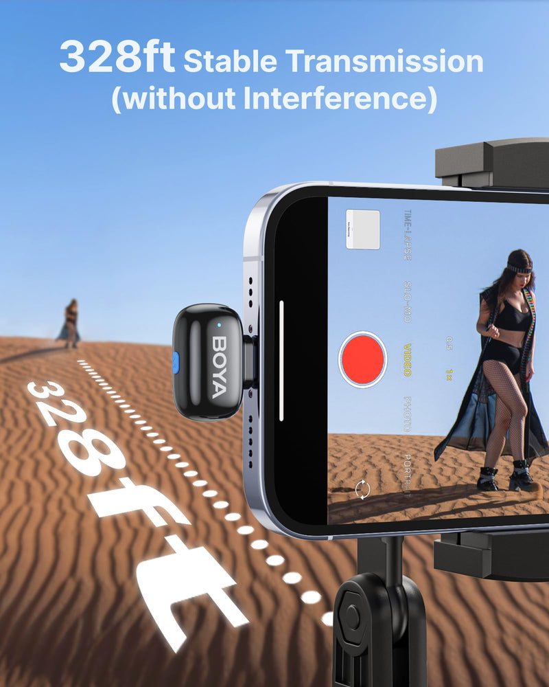 [AUSTRALIA] - BOYA mini 2 Wireless Lavalier Microphones for iPhone 15/16/17 & Android, AI Noise Cancellation, App Control, 30H Battery Life with Charging Case, Lapel Microphone Wireless for Video Recording Vlogging Black 2TX+USB-C RX+1CC 